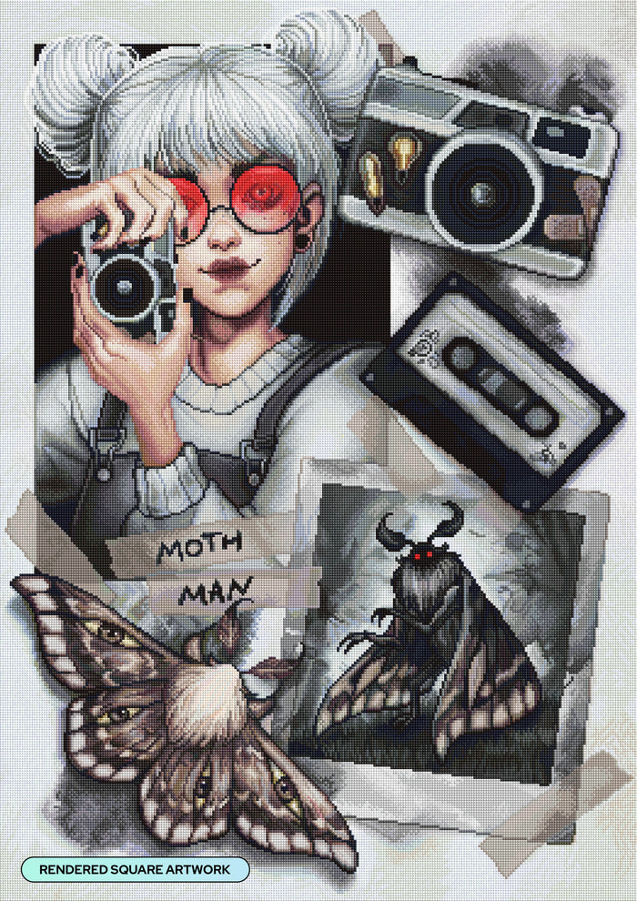 Diamond Painting Mothman 25.6" x 36.2" (65cm x 91.8cm) / Square with 76 Colors including 1 AB and 4 Fairy Dust Diamonds / 96,309
