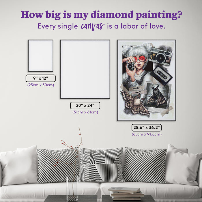 Diamond Painting Mothman 25.6" x 36.2" (65cm x 91.8cm) / Square with 76 Colors including 1 AB and 4 Fairy Dust Diamonds / 96,309