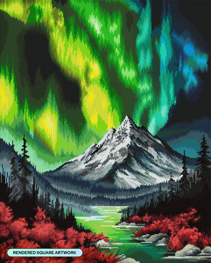 Diamond Painting Mountain Glow 23.6" x 29.5" (60cm x 74.9cm) / Square with 68 Colors including 2 ABs and 1 Iridescent Diamond and 4 Fairy Dust Diamonds / 72,541