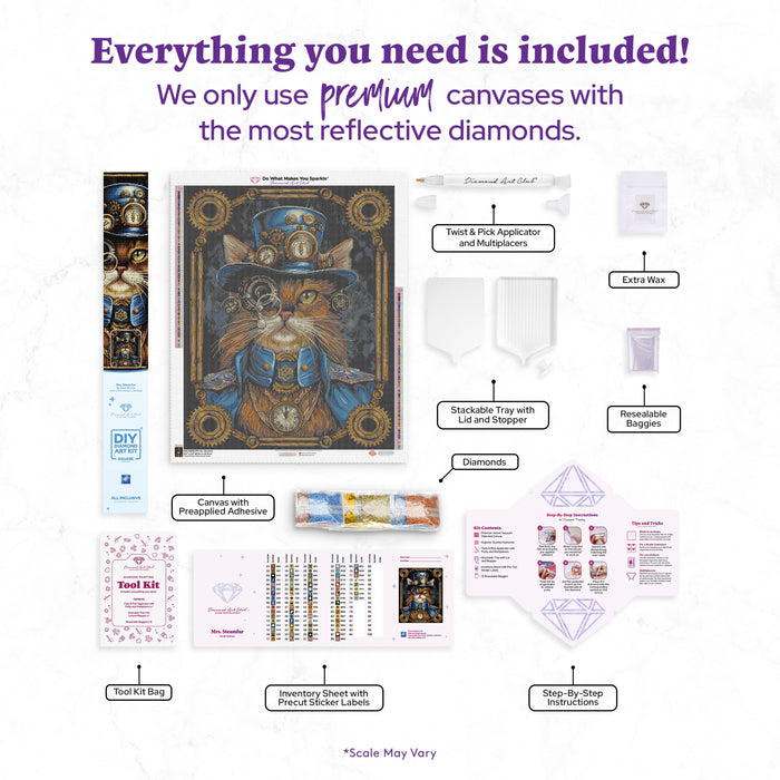 Diamond Painting Mrs. Steamfur 25.6" x 31.9" (65cm x 80.9cm) / Square with 76 Colors including 2 ABs and 1 Electro Diamond and 1 Fairy Dust Diamond / 84,825