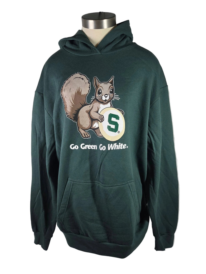 MSU Green Squirrel Cookie Hoodie Sweatshirt Unisex Size L