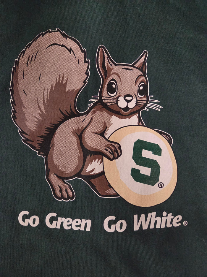 MSU Green Squirrel Cookie Hoodie Sweatshirt Unisex Size L
