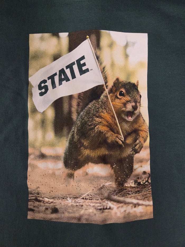 MSU Green Squirrel Flag Crewneck Sweatshirt Unisex Size S