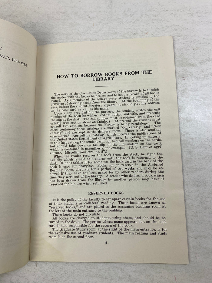 MSU Michigan State College Library Handbook SC 1930
