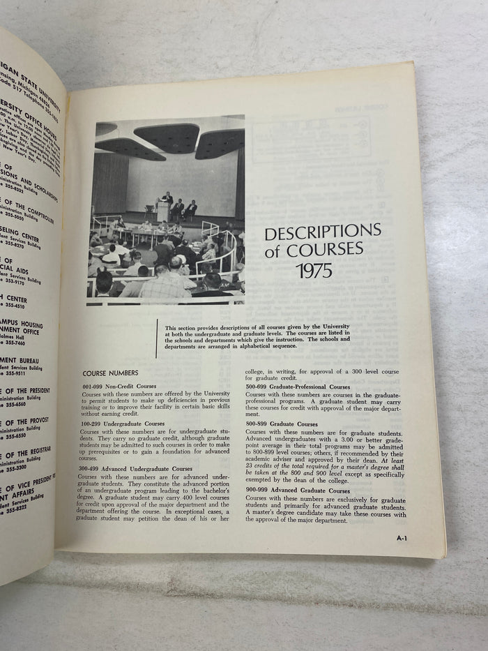 MSU Michigan State Course Descriptions 1975 SC