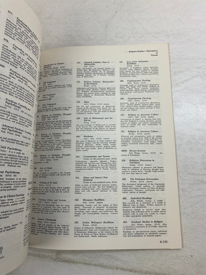 MSU Michigan State Course Descriptions 1975 SC