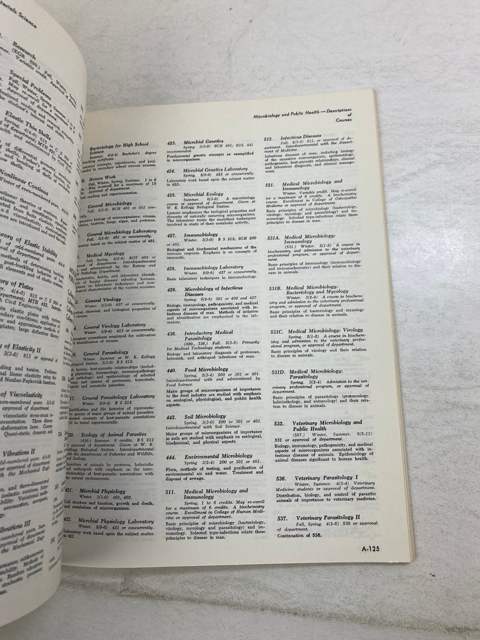 MSU Michigan State Course Descriptions 1975 SC