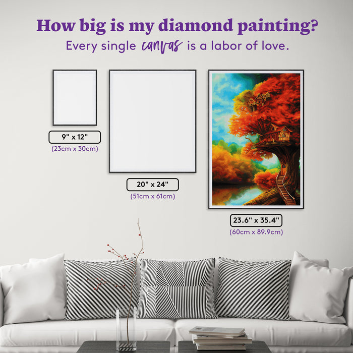 Diamond Painting My Treehouse in Autumn 23.6" x 35.4" (60cm x 89.9cm) / Square with 73 Colors including 3 ABs and 3 Fairy Dust Diamonds / 87,001
