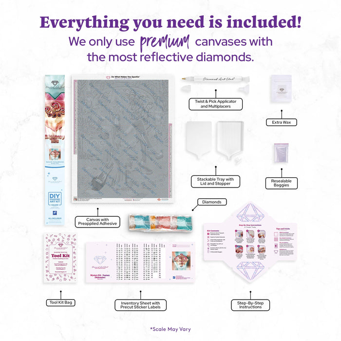 Diamond Painting Mystery Kit #104 - Fantasy (Bohemian) 25.6" x 33.1" (65cm x 83.9cm) / Square with 81 Colors including 1 AB and 1 Electro Diamond and 4 Fairy Dust Diamonds / 87,957