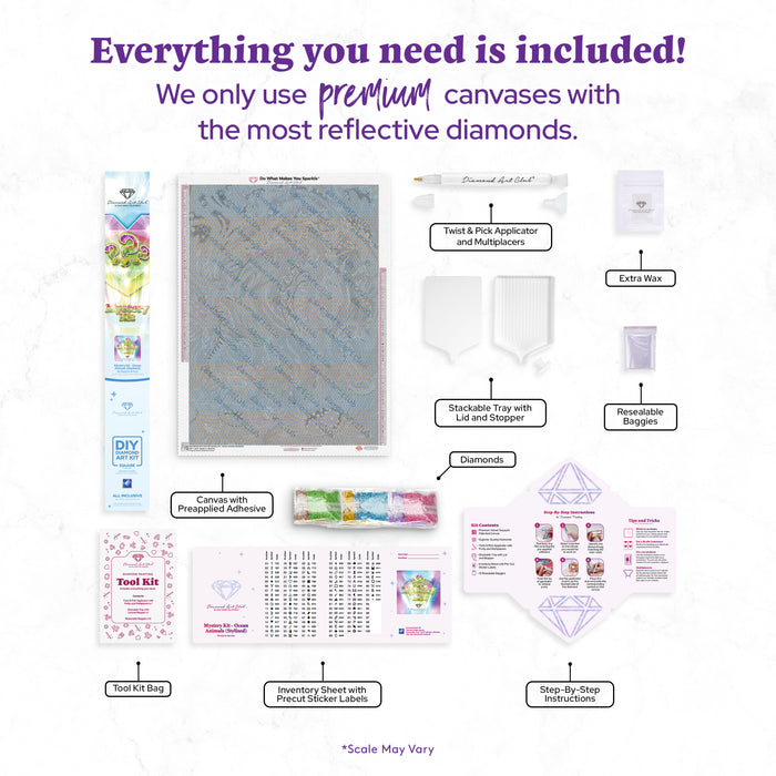 Diamond Painting Mystery Kit #116 - Ocean 25.6" x 35" (65cm x 88.9cm) / Square with 93 Colors including 3 ABs and 5 Fairy Dust Diamonds / 93,177