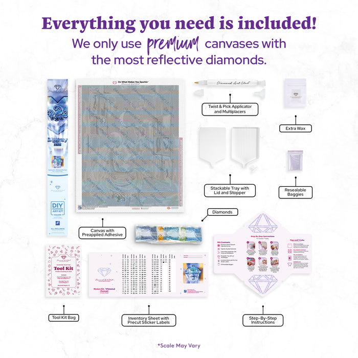 Diamond Painting Mystery Kit #119 - Whimsical (Portrait) 25.6" x 31.9" (65cm x 80.9cm) / Square with 70 Colors including 2 ABs and 4 Fairy Dust Diamonds / 84,825
