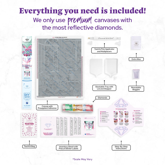 Diamond Painting Mystery Kit #125 - Interior (Enchanted Estate) 27.6" x 37" (69.9cm x 93.8cm) / Square with 100 Colors including 3 ABs and 1 Iridescent Diamond and 3 Fairy Dust Diamonds / 105,937