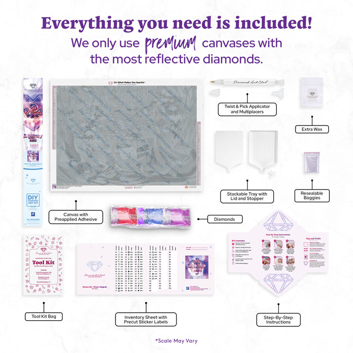 Diamond Painting Mystery Kit #129 - Winter (Magical) 36.2" x 25.6" (91.8cm x 65cm) / Square with 63 Colors including 3 ABs and 1 Iridescent Diamond and 2 Fairy Dust Diamonds / 96,309