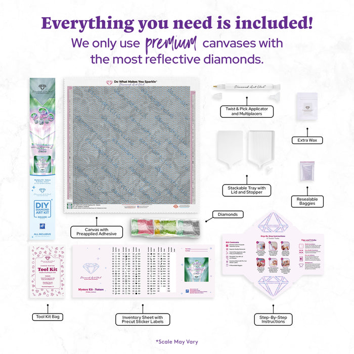 Diamond Painting Mystery Kit #81 - Nature 22" x 22" (55.8cm x 55.8cm) / Square with 82 Colors including 2 ABs and 4 Fairy Dust Diamonds / 50,176