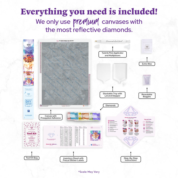 Diamond Painting Mystery Kit - Halloween 25.6" x 34.3" (65cm x 86.9cm) / Square with 65 Colors including 4 ABs and 6 Fairy Dust Diamonds / 91,089