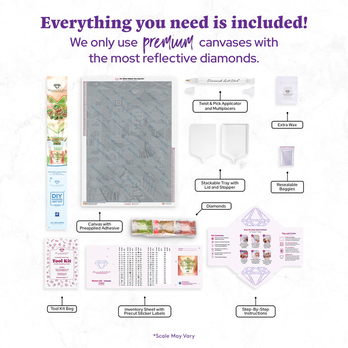 Diamond Painting Mystery Kit #94 - Autumn (Cozy) 27.6" x 39" (69.9cm x 98.8cm) / Square with 68 Colors including 2 ABs and 1 Frosted Diamond and 4 Fairy Dust Diamonds / 111,557