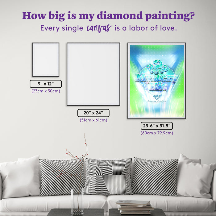 Diamond Painting Mystery Kit - Interior 23.6" x 31.5" (60cm x 79.9cm) / Square With 47 Colors Including 1 Frosted Diamond and 3 Fairy Dust Diamonds / 77,361