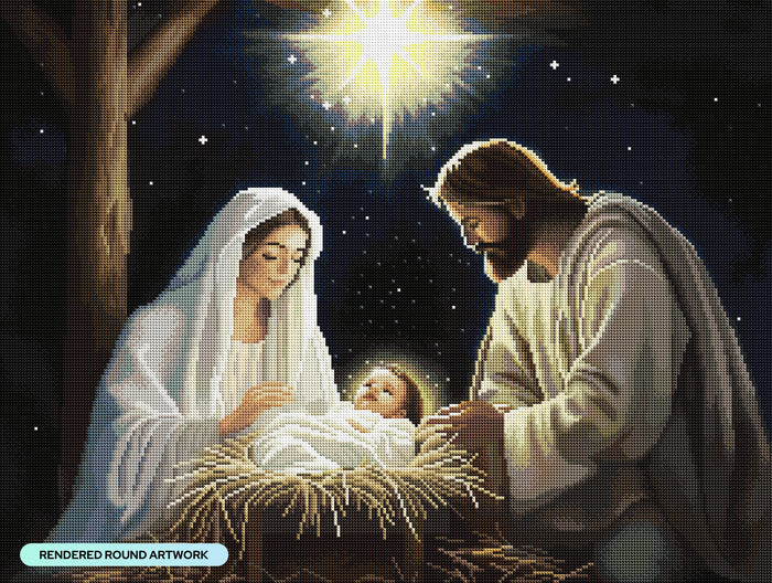 Diamond Painting Nativity 29" x 22" (73.7cm x 55.6cm) / Round with 47 Colors including 2 ABs and 2 Fairy Dust Diamonds / 54,136