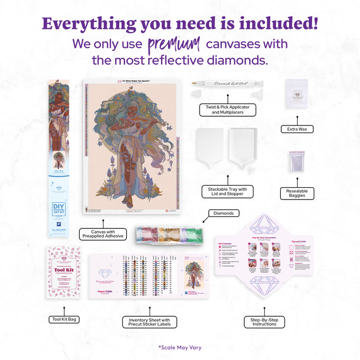 Diamond Painting Nature Fiddle 25.6" x 36.6" (65cm x 92.8cm) / Square with 82 Colors including 4 ABs and 5 Fairy Dust Diamonds / 51,868