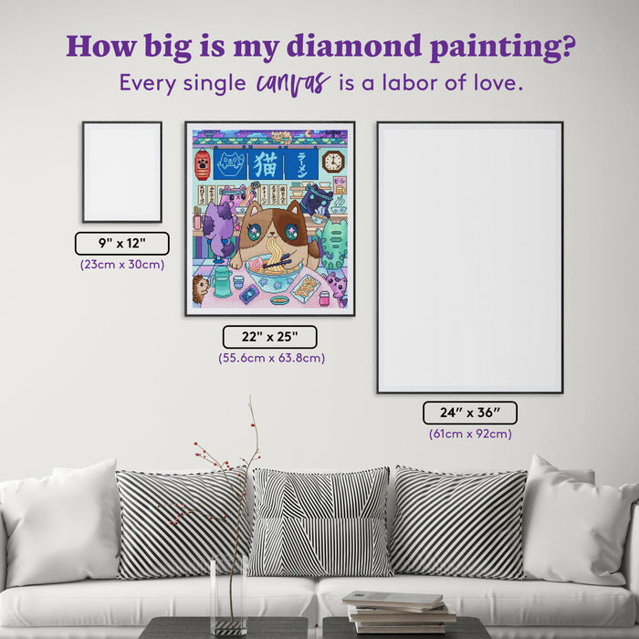 Diamond Painting Neko Ramen 22" x 25" (55.6cm x 63.8cm) / Round with 69 Colors including 1 AB and 1 Iridescent Diamond and 4 Fairy Dust Diamonds / 46,864