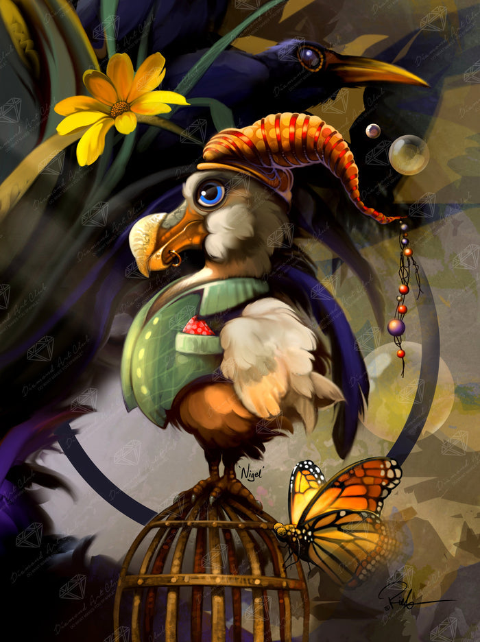 Diamond Painting NIGEL - a very proper Bird 25.6" x 34.2" (65cm x 87cm) / Square with 80 Colors including 4 ABs / 91,089
