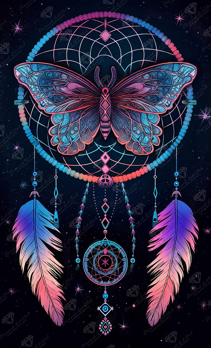 Diamond Painting Night and the Moth Dreamcatcher 22" x 36" (55.8cm x 91.6cm) / Square with 43 Colors including 3 ABs and 2 Fairy Dust Diamonds / 82,432
