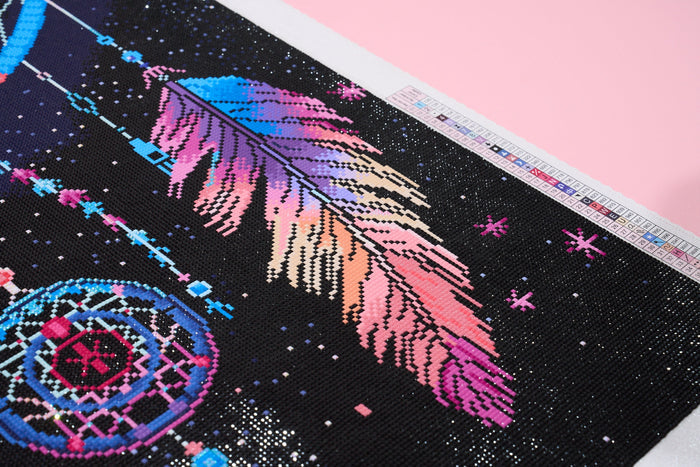 Diamond Painting Night and the Moth Dreamcatcher 22" x 36" (55.8cm x 91.6cm) / Square with 43 Colors including 3 ABs and 2 Fairy Dust Diamonds / 82,432