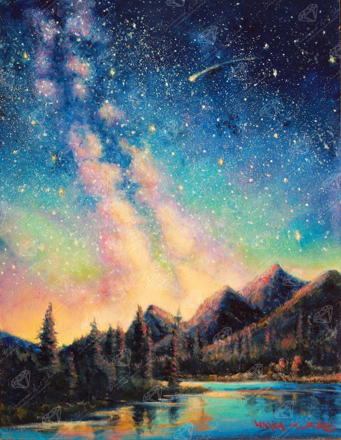 Diamond Painting Night Indulgence 13" x 17" (33cm x 42.7cm) / Round with 84 Colors including 2 ABs and 3 Fairy Dust Diamonds / 18,600