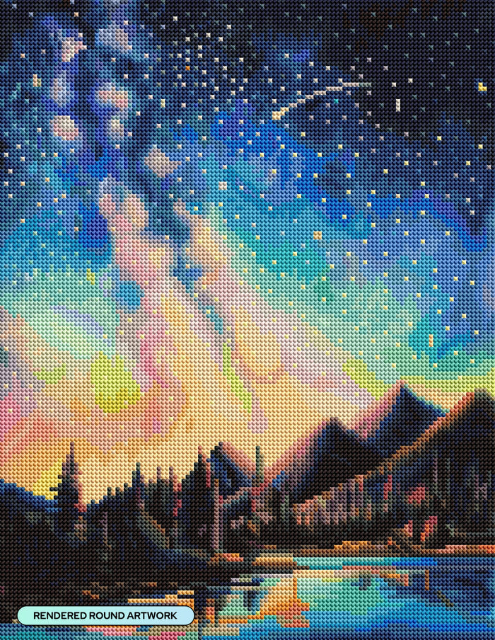 Diamond Painting Night Indulgence 13" x 17" (33cm x 42.7cm) / Round with 84 Colors including 2 ABs and 3 Fairy Dust Diamonds / 18,600