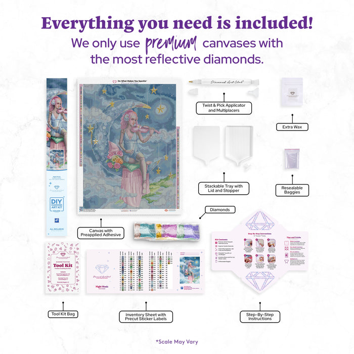 Diamond Painting Night Music 25.6" x 34.3" (65cm x 86.9cm) / Square with 88 Colors including 1 AB and 3 Fairy Dust Diamonds / 91,089
