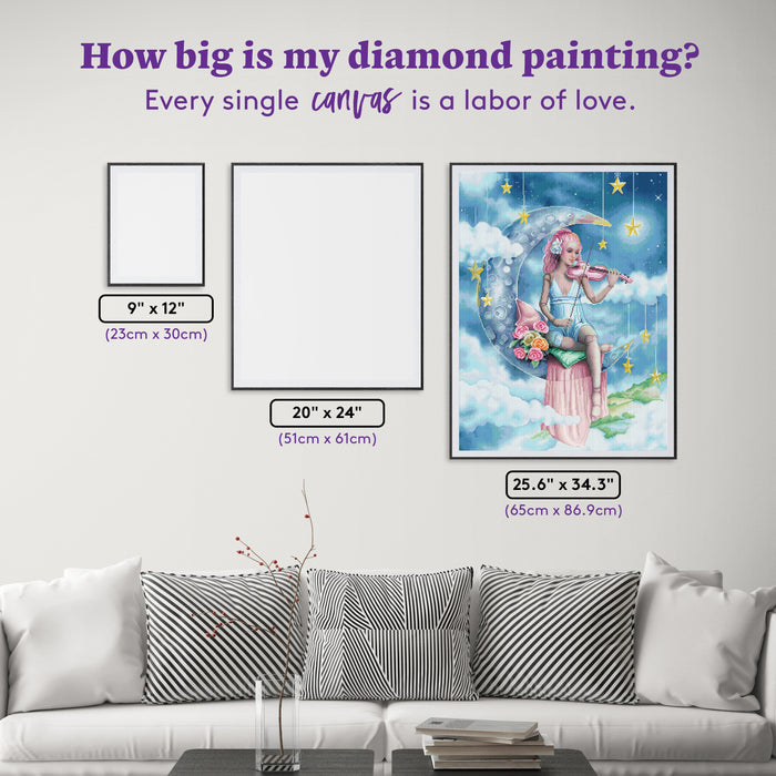 Diamond Painting Night Music 25.6" x 34.3" (65cm x 86.9cm) / Square with 88 Colors including 1 AB and 3 Fairy Dust Diamonds / 91,089