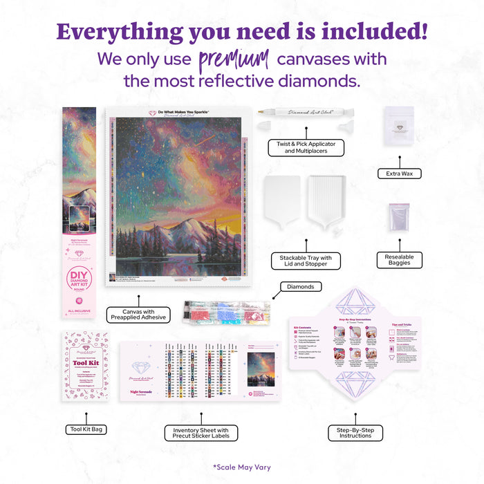 Diamond Painting Night Serenade 20" x 25" (50.6cm x 63.8cm) / Round with 85 Colors including 1 AB and 5 Fairy Dust Diamonds / 42,688