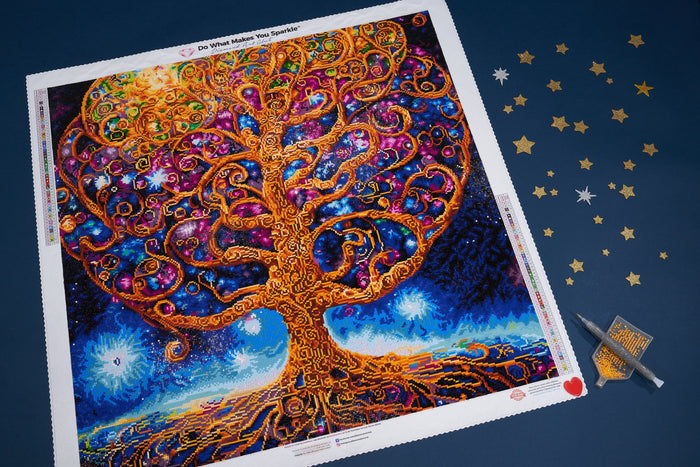 Diamond Painting Night Sky Tree of Life 27.6" x 27.6" (70cm x 70cm) / Square with 53 Colors including 2 ABs and 4 Fairy Dust Diamonds / 78,961
