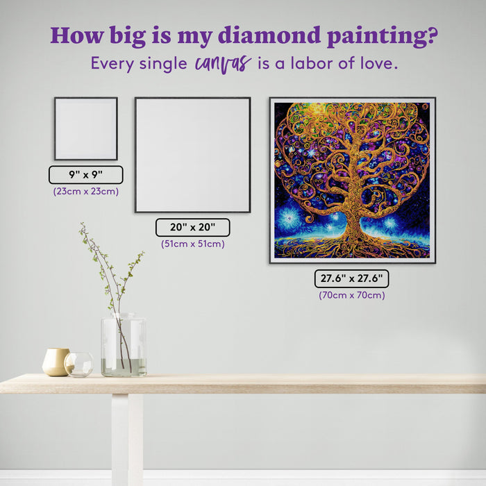 Diamond Painting Night Sky Tree of Life 27.6" x 27.6" (70cm x 70cm) / Square with 53 Colors including 2 ABs and 4 Fairy Dust Diamonds / 78,961