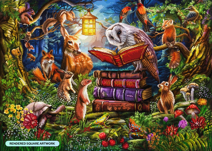 Diamond Painting Night Time Story 38.6" x 27.6" (97.8cm x 69.9cm) / Square with 74 Colors including 2 ABs and 5 Fairy Dust Diamonds / 110,433