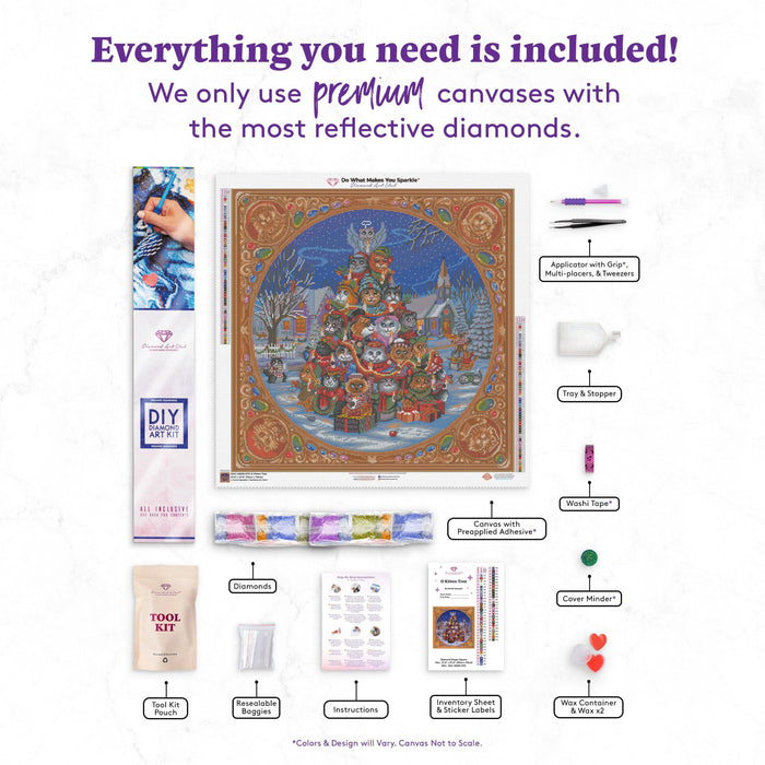 Diamond Painting O Kitten Tree 27.6" x 27.6" (70cm x 70cm) / Square with 58 Colors including 4 ABs and 3 Fairy Dust Diamonds / 78,961