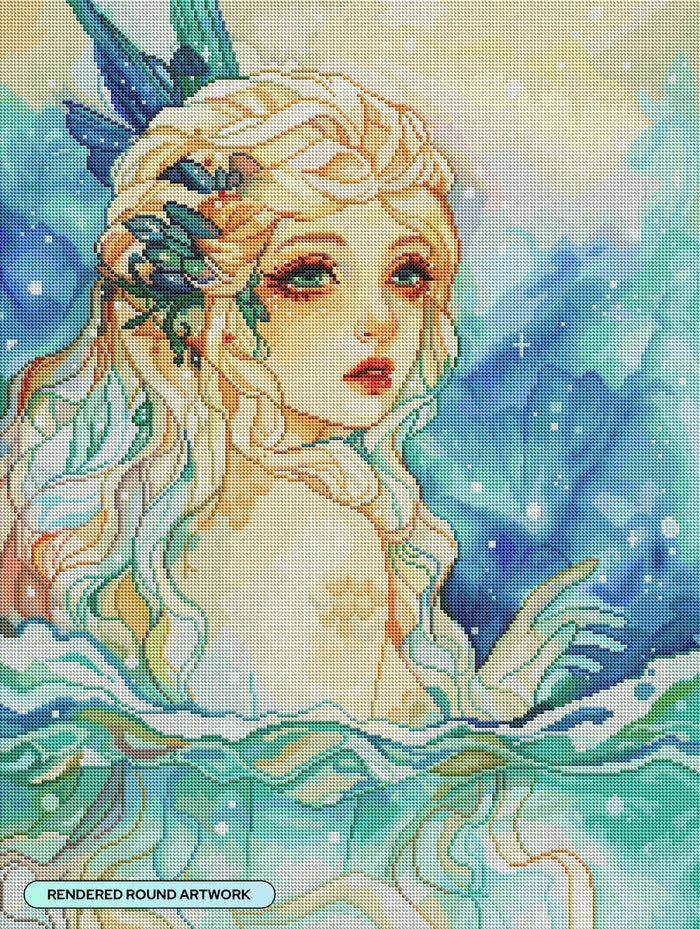 Diamond Painting Ocean Eyes 22" x 29" (55.6cm x 73.8cm) / Round with 96 Colors including 1 AB and 3 Fairy Dust Diamonds / 54,136