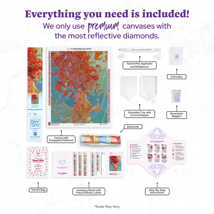 Diamond Painting Ocean Habitat 22" x 28" (55.8cm x 70.7cm) / Square with 82 Colors including 2 ABs and 4 Fairy Dust Diamonds / 63,616
