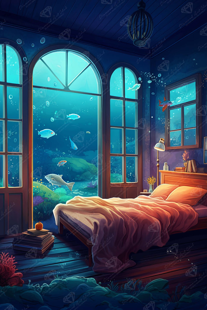 Diamond Painting Oceanic Sanctuary 27.6" x 41.3" (69.9cm x 104.8cm) / Square with 55 Colors including 3 ABs and 4 Fairy Dust Diamonds / 118,301