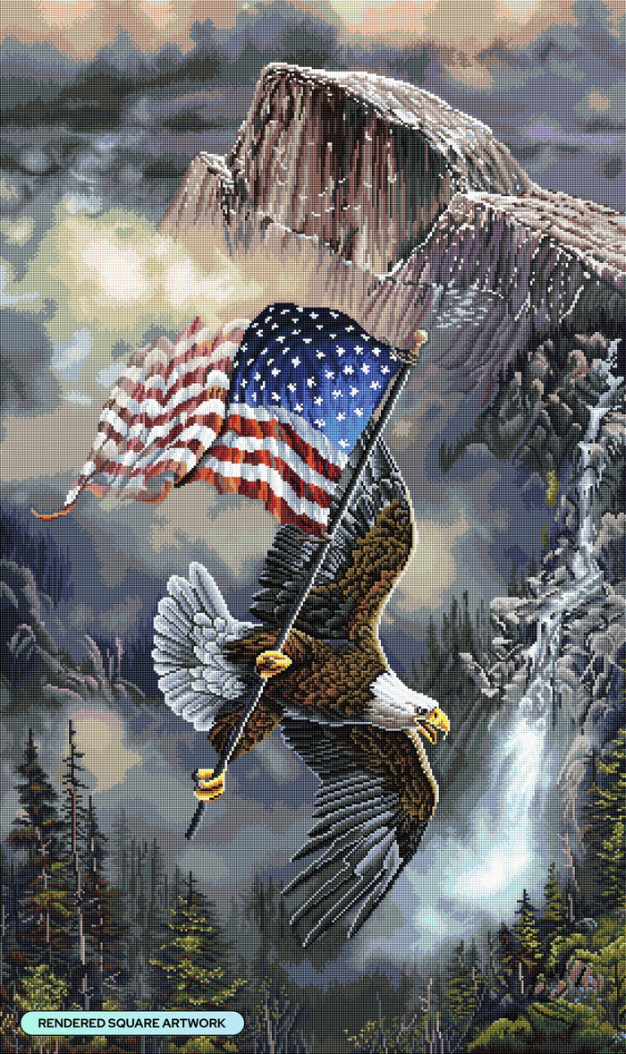Diamond Painting Old Glory at Half Dome 27.6" x 46.5" (69.9cm x 117.7cm) / Square with 60 Colors including 1 AB and 4 Fairy Dust Diamonds / 132,913