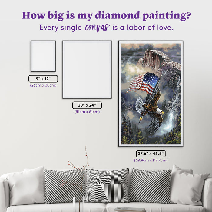 Diamond Painting Old Glory at Half Dome 27.6" x 46.5" (69.9cm x 117.7cm) / Square with 60 Colors including 1 AB and 4 Fairy Dust Diamonds / 132,913