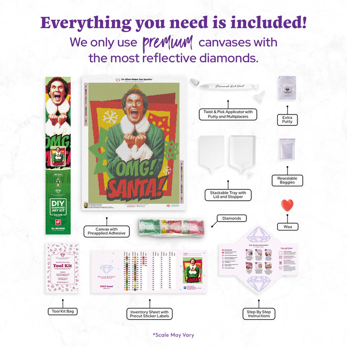 Diamond Painting OMG! Santa! 22" x 29" (55.8cm x 73.7cm) / Square With 39 Colors Including 3 ABs / 66,304