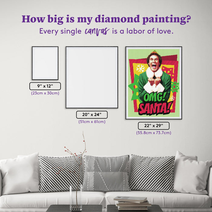 Diamond Painting OMG! Santa! 22" x 29" (55.8cm x 73.7cm) / Square With 39 Colors Including 3 ABs / 66,304