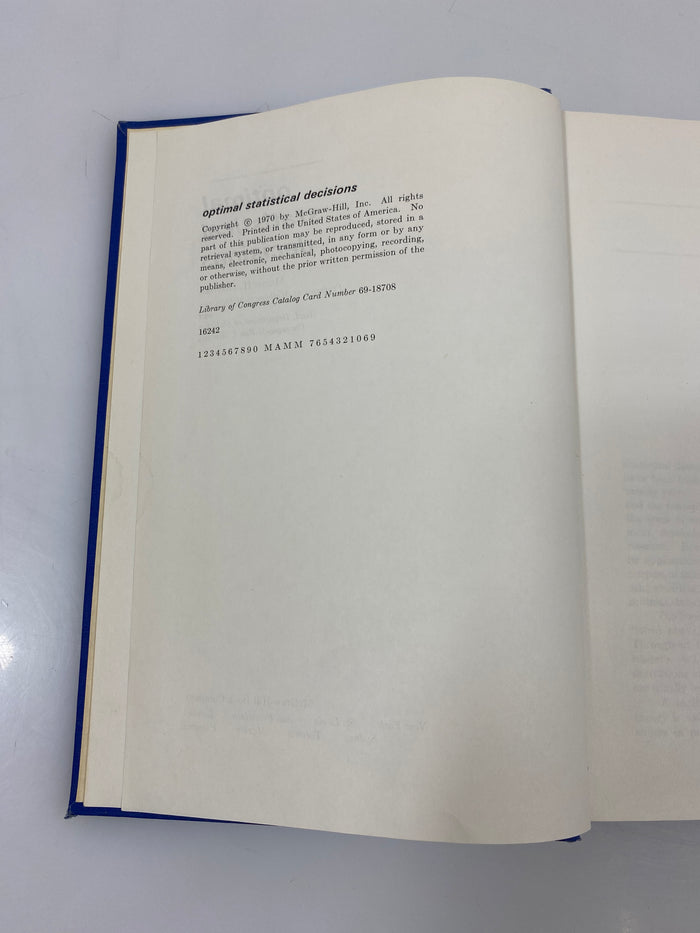 Optimal Statistical Decisions by DeGroot 1970 Ex-Library HC