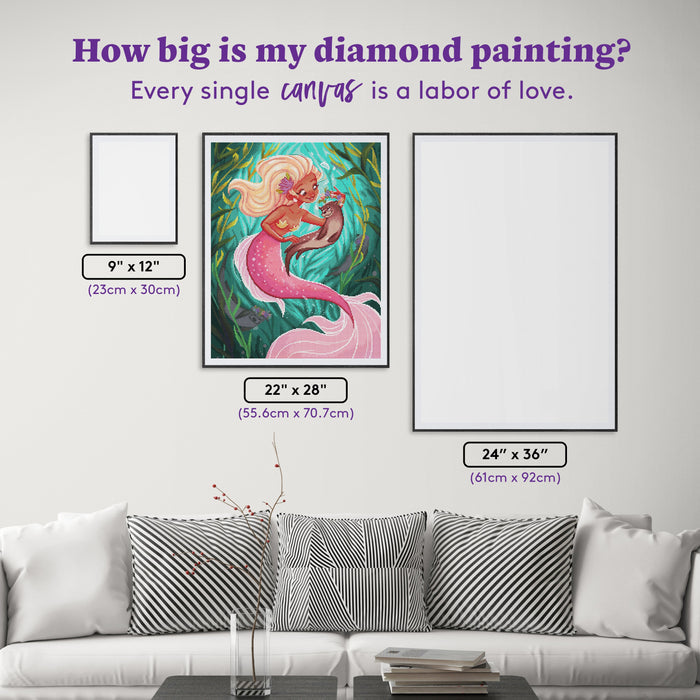 Diamond Painting Otter Friends 22" x 28" (55.6cm x 70.7cm) / Round with 60 Colors including 2 ABs and 5 Fairy Dust Diamonds / 51,914