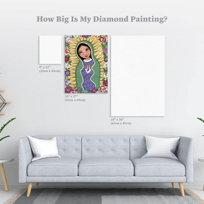 Diamond Painting Our Lady of Guadalupe 20" x 27" (51cm x 69cm) / Square with 46 Colors including 4 ABs / 54,873