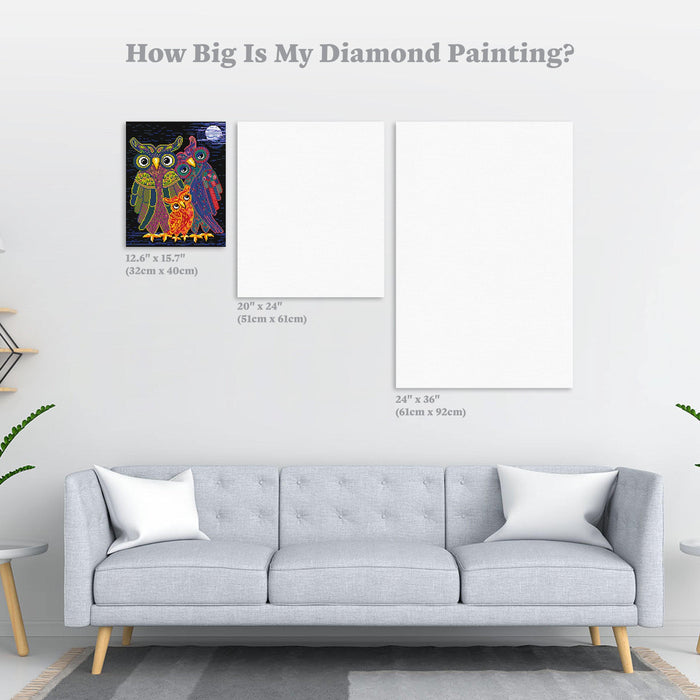Diamond Painting Owl I Want Is You 12.6" x 15.7" (32cm x 40cm) / Square With 23 Colors Including 1 AB / 19,625