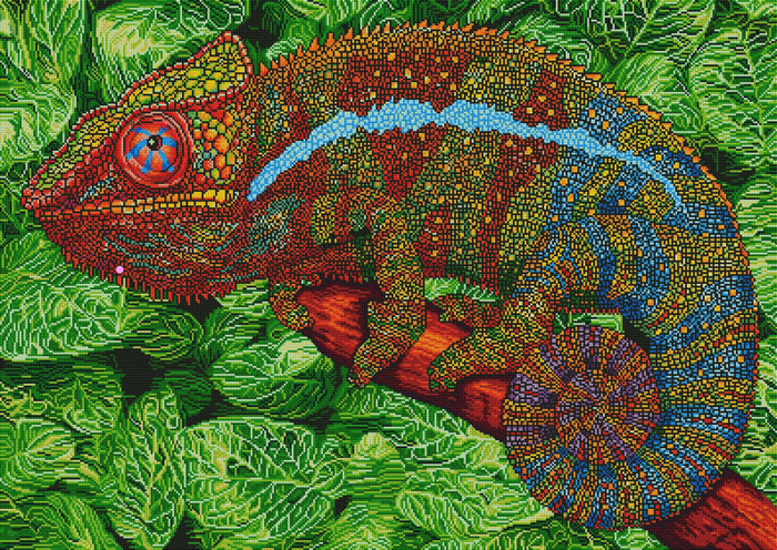 Diamond Painting Panther Chameleon 39" x 27.6" (99cm x 70cm) / Square With 35 Colors Including 4 ABs / 111,557