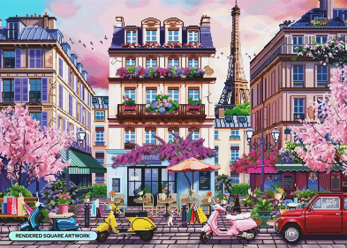 Diamond Painting Paris Shopping District 38.6" x 27.6" (97.8cm x 69.9cm) / Square with 91 Colors including 3 ABs and 3 Fairy Dust Diamonds / 110,433