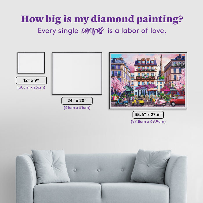 Diamond Painting Paris Shopping District 38.6" x 27.6" (97.8cm x 69.9cm) / Square with 91 Colors including 3 ABs and 3 Fairy Dust Diamonds / 110,433